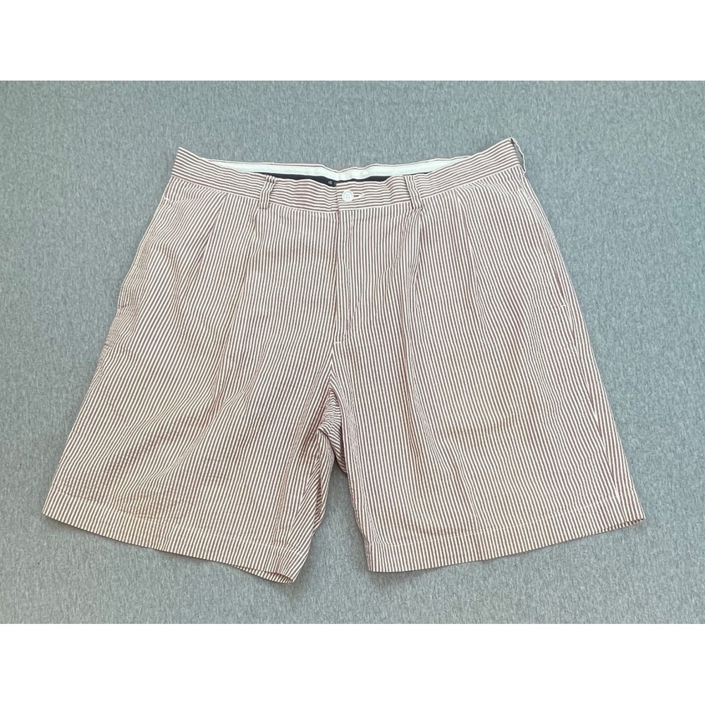 Brooks Brothera Shorts Mens 36 100% Cotton Striped Pleated 8" Inseam